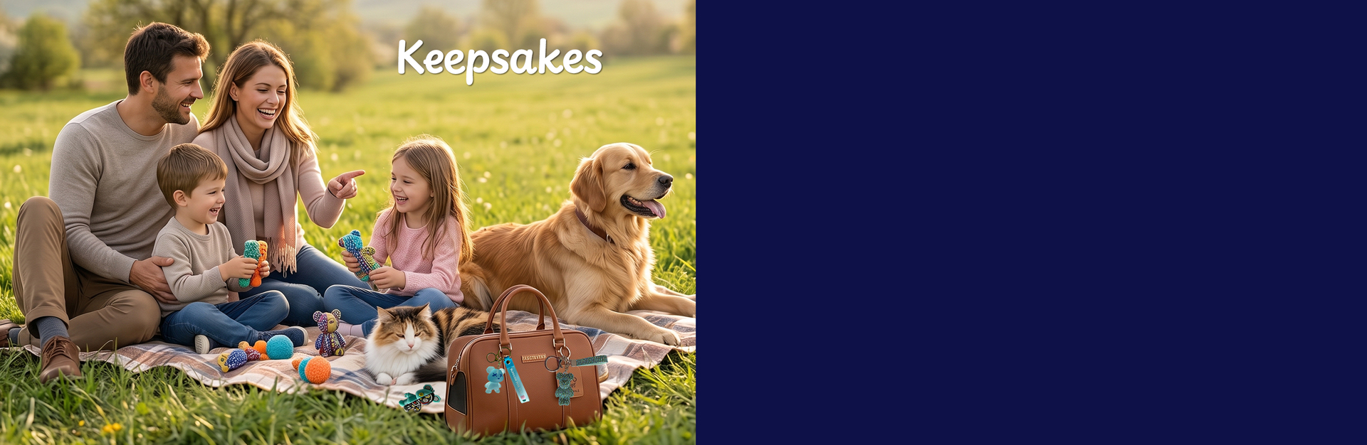 family with pets and keepsakes